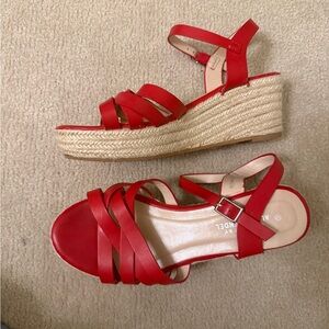Red Wedge Sandals